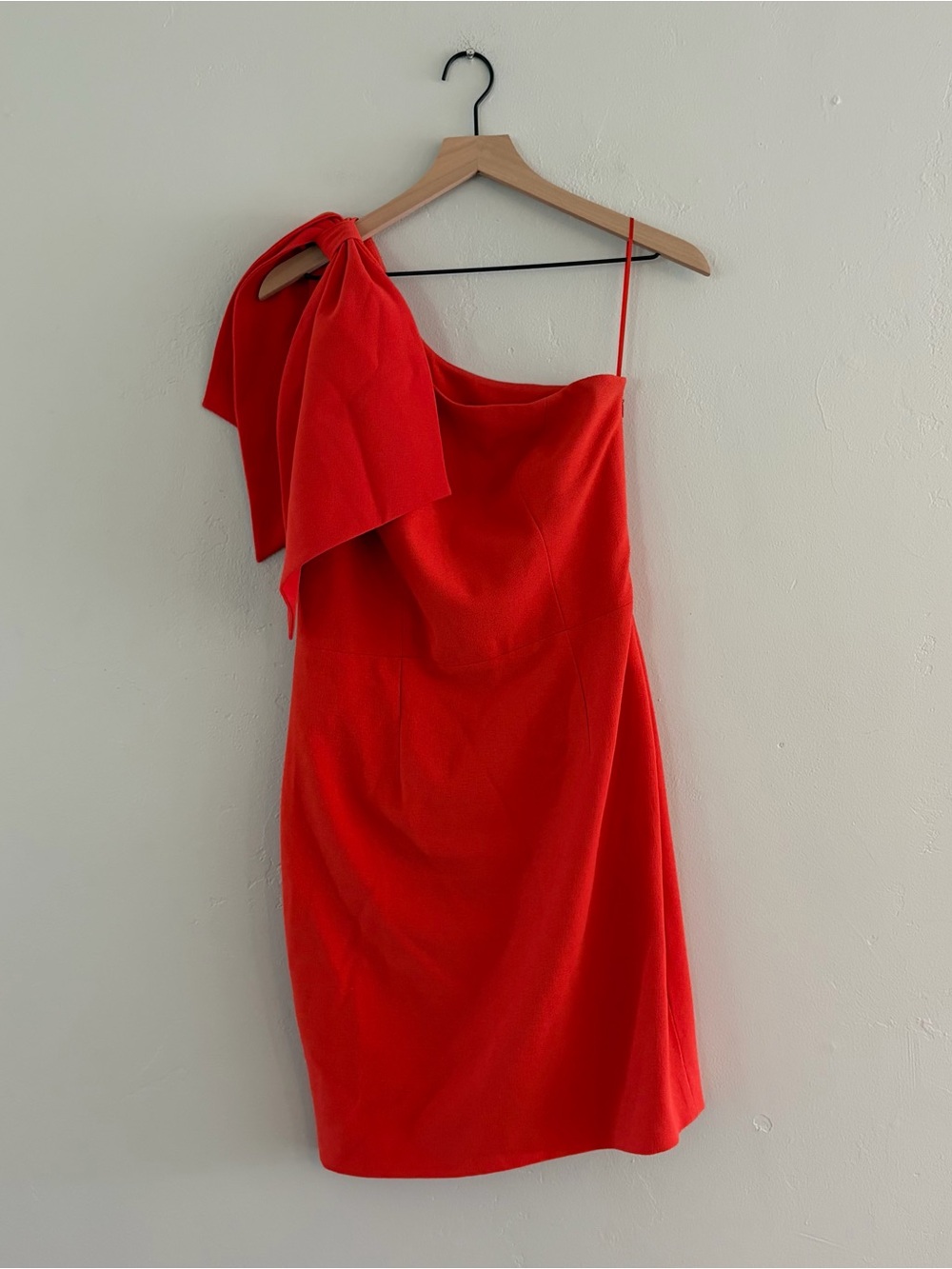 Dress the Population Tiff One Shoulder Bow Orange Poppy Dress Large